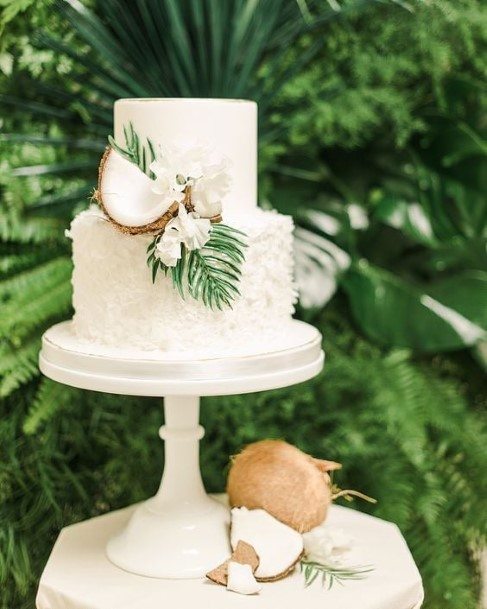 Tropics Coconut 2 Tier White Wedding Cake