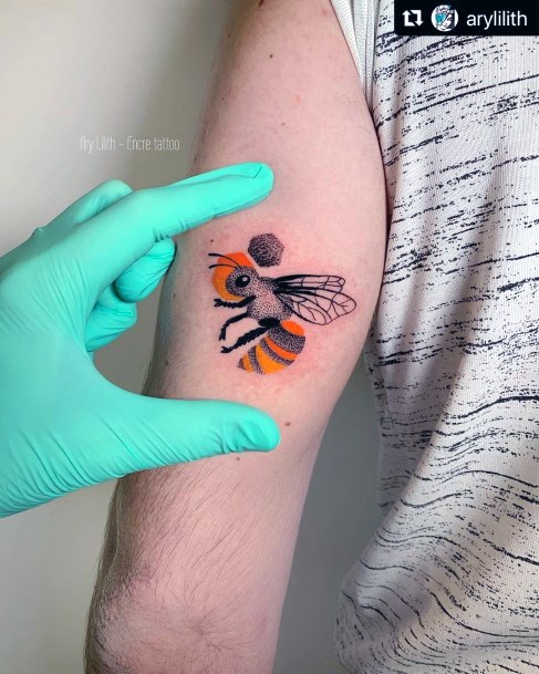 Turmeric Yellow Honey Bee Tattoo Womens Upper Arms