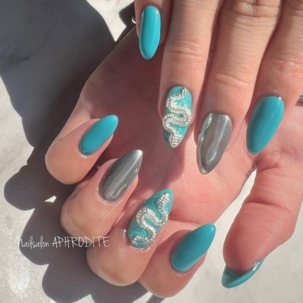 Turquoise Ombre Nail Feminine Designs