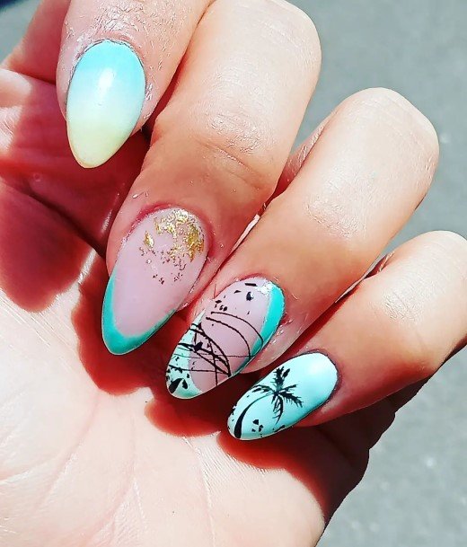 Turquoise Ombre Nails Feminine Ideas