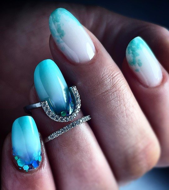 Turquoise Ombre Nails For Girls