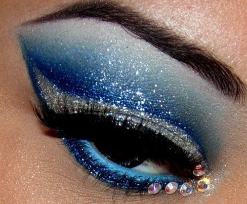 Twinkling Silver Stars And Blue Eyeshadow