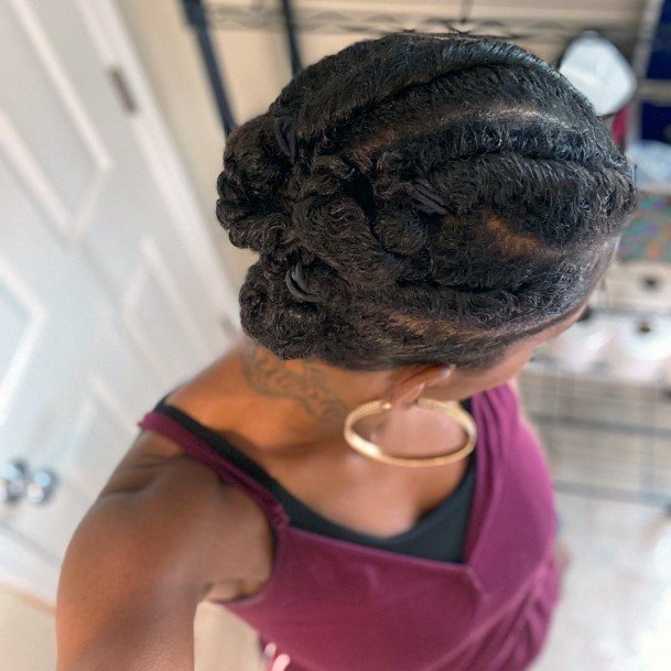 Twisted Cornrows Bun Natural Hairstyles For Black Women