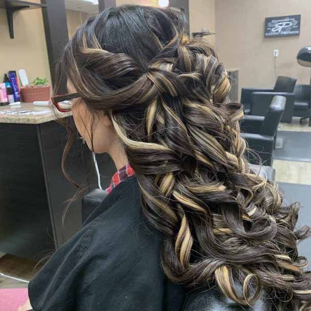 Twisted Curls Dark And Light Hairstyle For Women