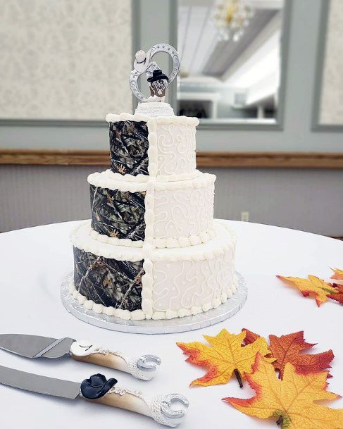 Two Colored Camo Wedding Cakes