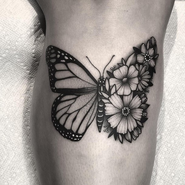 Two Patterned Butterfly Tattoo Forearms