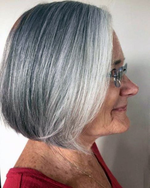 Two Toned Grey Bob Short Hairstyles For Women Over 60