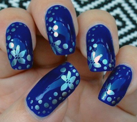 Ultramarine Blue Colored Glossy Nails Women
