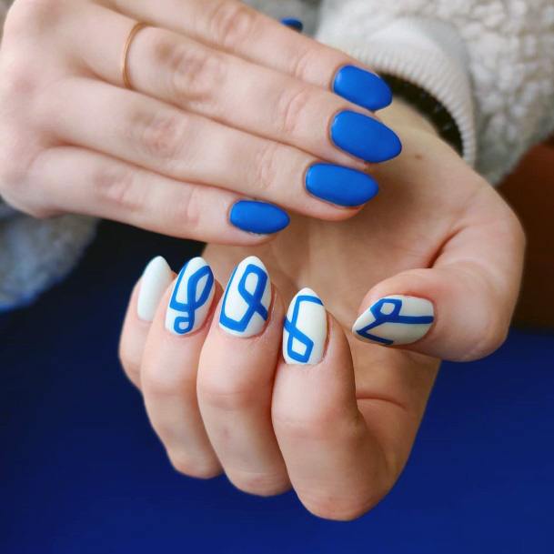 Ultramarine Blue White Nail Art