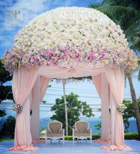 Umbrella Of Flowers Wedding Stage Decorations