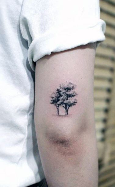 Uncomplicated Tree Tattoo Womens Upper Arms