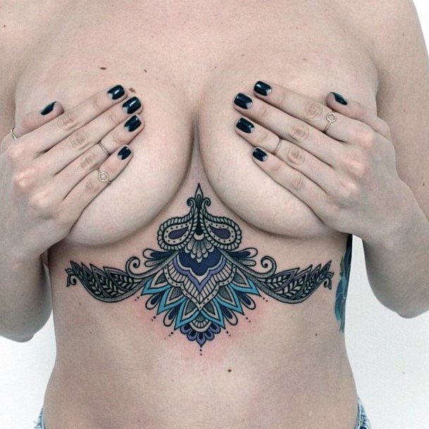 Underboob Womens Saphhire Art Tattoo