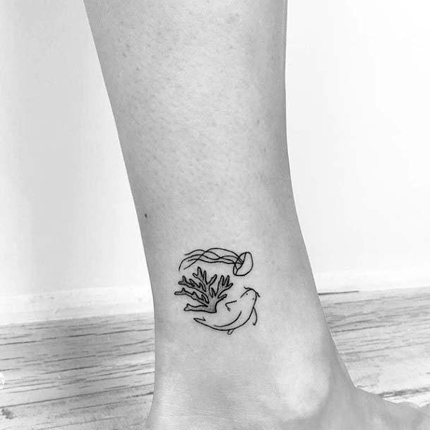 Underwater Creatures Tattoo Small Cute Womens Ankle