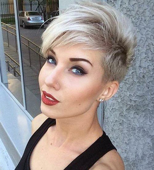 Uneven Side Bangs Hot White Pixie Hairstyle Women