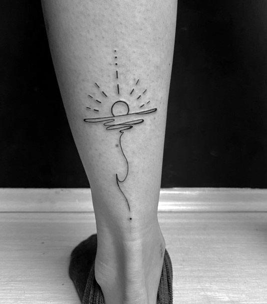 Unique Art Sun Tattoo Womens Legs