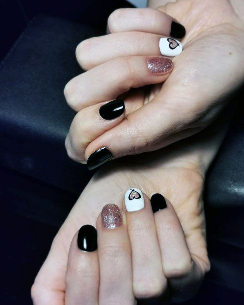 Unique Black And Lighter Pink Nails Women