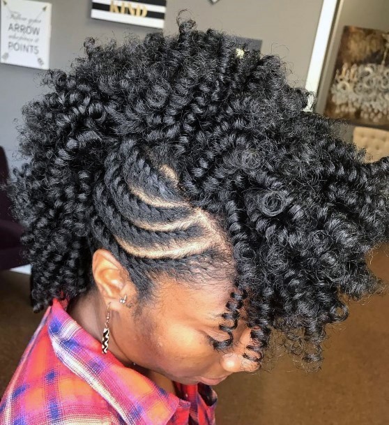 Unique Corncrow Short Curly Hairstyles For Black Women