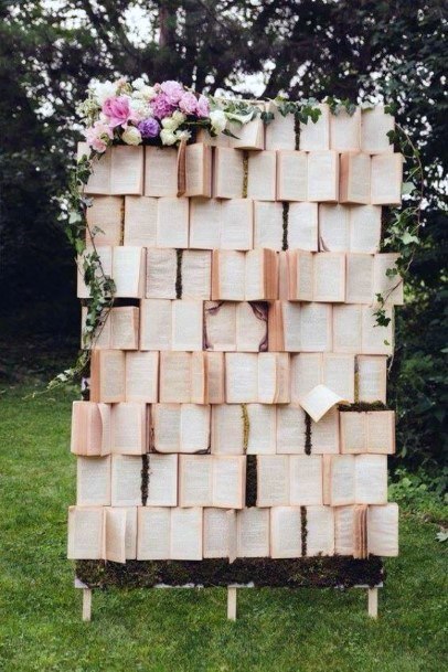 Unique Crafty Backdrop Book Pages For Wedding Ideas