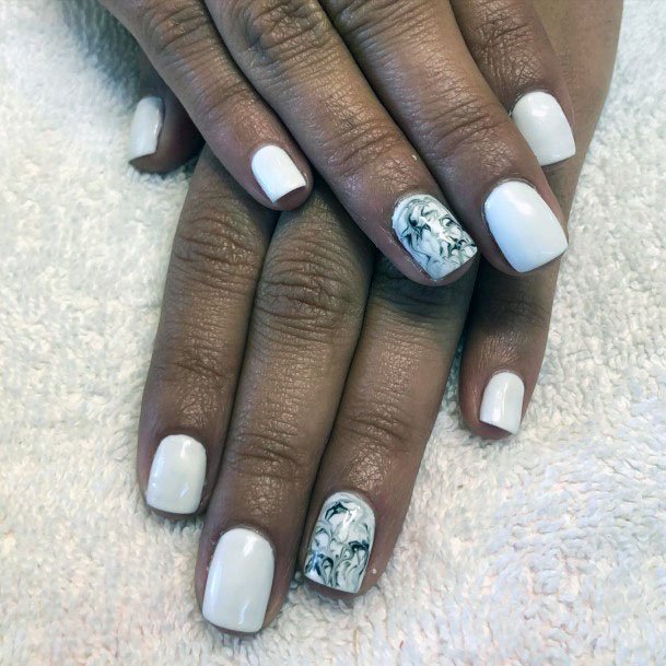 Unique Design Accent White Gel Nails Women