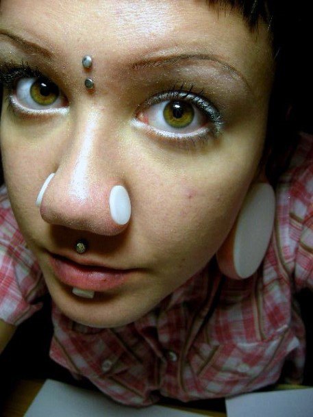 Unique Extraordinary Nose Guage Both Nostril Third Eye Spiritual Piercings Ideas For Women