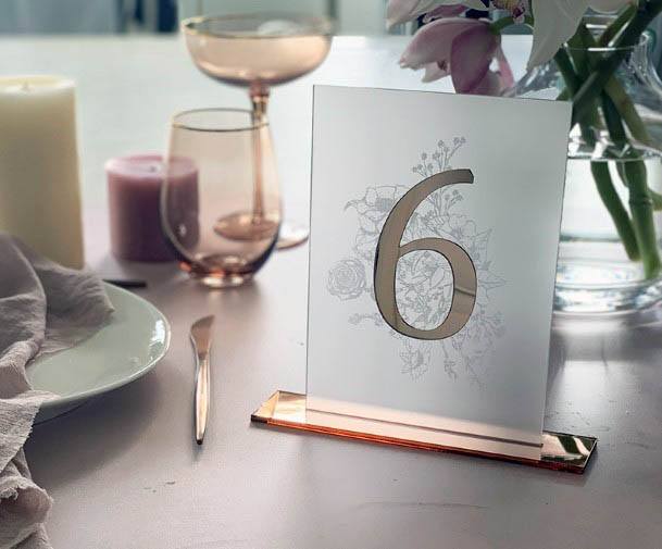 Unique Frosted Glass Table Sign Rode Gold Holder Decor Inspiration