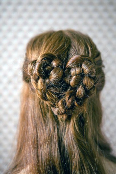 Unique Hairstyle Woman With Red Hair Braided Into Heart Pretty