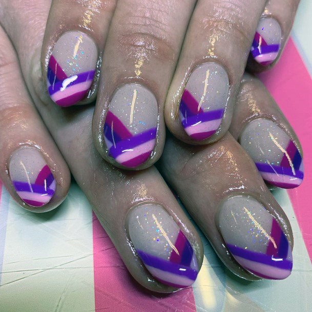 Unique Harringbone Style Tip Nailinspiration Pink And Purple For Women