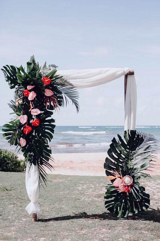 Unique Leaved Wedding Arch Flowers