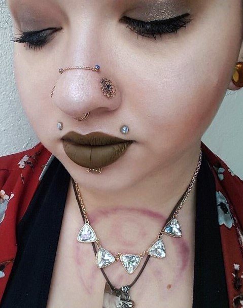 Unique Nasallang Gold Chain Piercings Both Side Stunning Guaged Nostril Ideas For Women