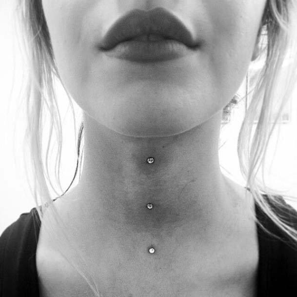 Unique Piercing Ideas For Women Fascinating Triple Dermal Throat