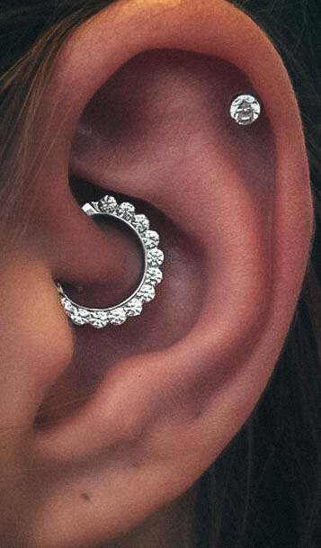 Unique Shiny Daith Hoop Dazzling White Diamond Cute Ear Piercing Ideas For Women