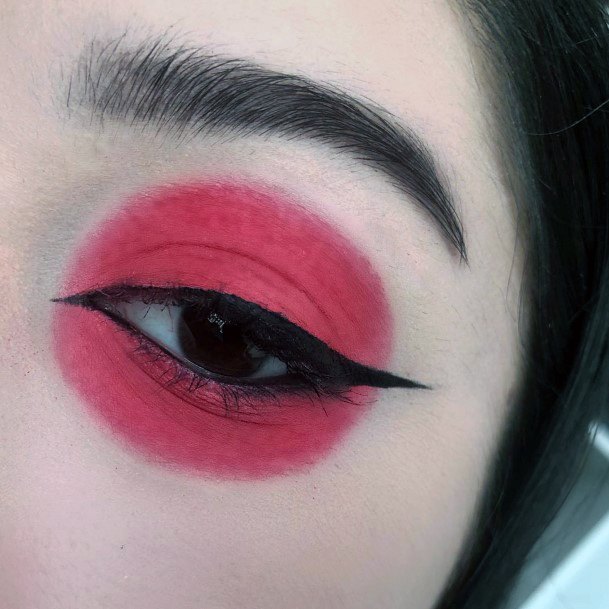 Unique Smudged Vermillion Red Eyeshadow Women