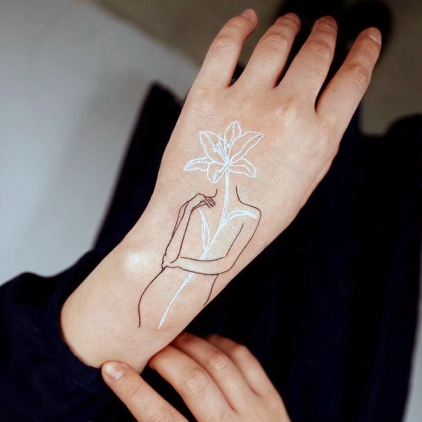 Unique Tattoo Womens Hands White Ink