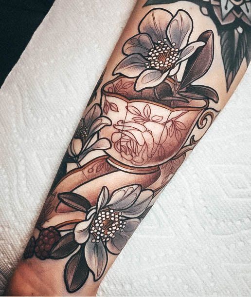 Unique Tea Cup Tattoos For Women