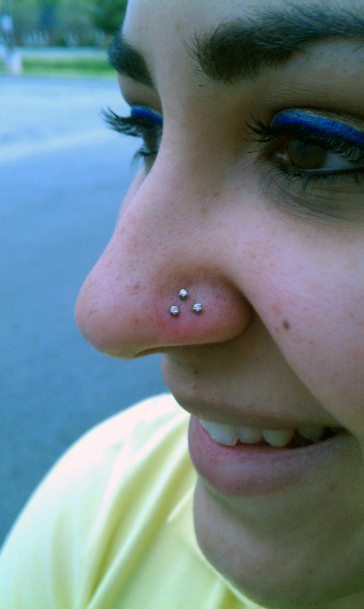 Unique Triple Diamond Nostril Nose Piercing Ideas For Women