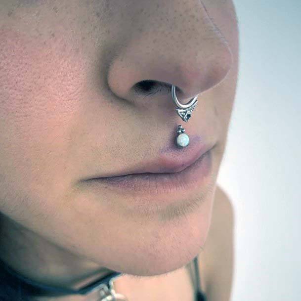 Unique White Pearl Medusa Trendy Septum Body Piercing Inspirational Design For Girls