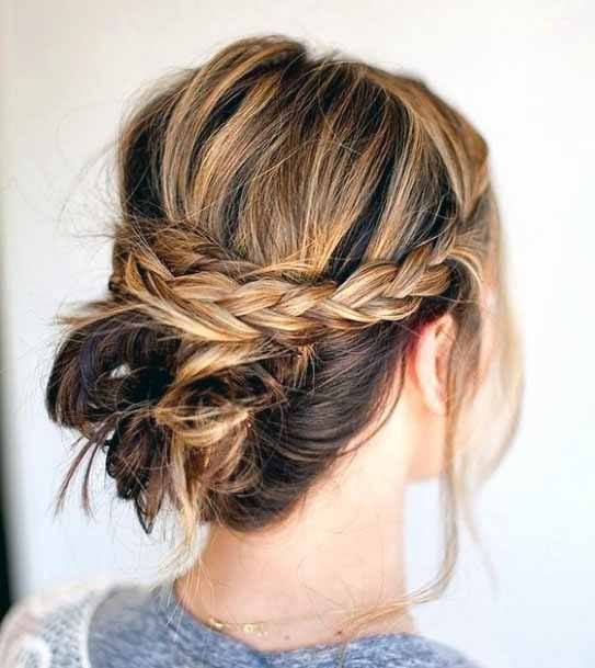 Untidy Braided Hairstyle For Short Hair Women