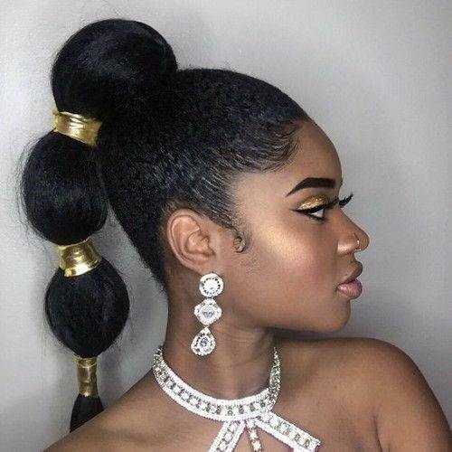 Updo Hairstyles For Black Women With Golden Bands