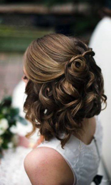 Updo Medium Brown Shoulder Length With Large Curls