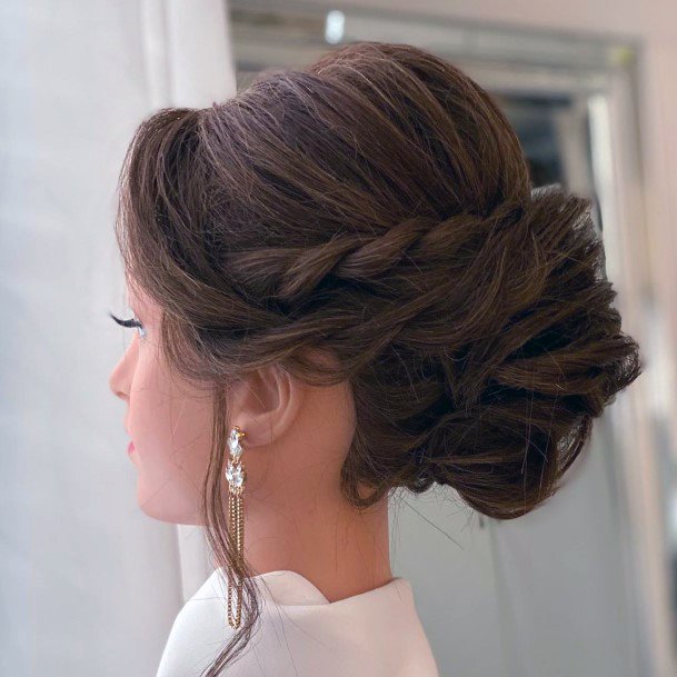 Updo Prom Full Thick Hair Side Twist With Twist Bun At Base Of Neck
