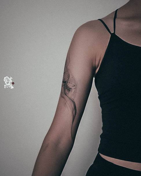 Upper Arm Black Grey Luscious Designs Womens Dna Tattoo Ideas