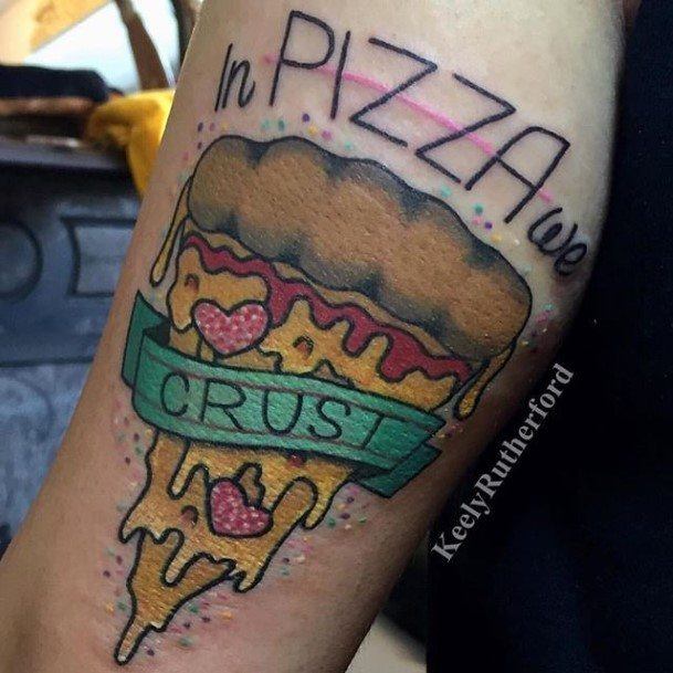 Upper Arm In Pizza We Crust Girls Pizza Tattoo Designs