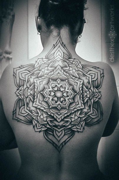 Upper Back Mandala Tattoos For Women