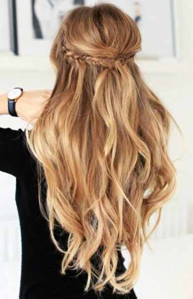 V Cut Cascading Long Caramel Hair Women