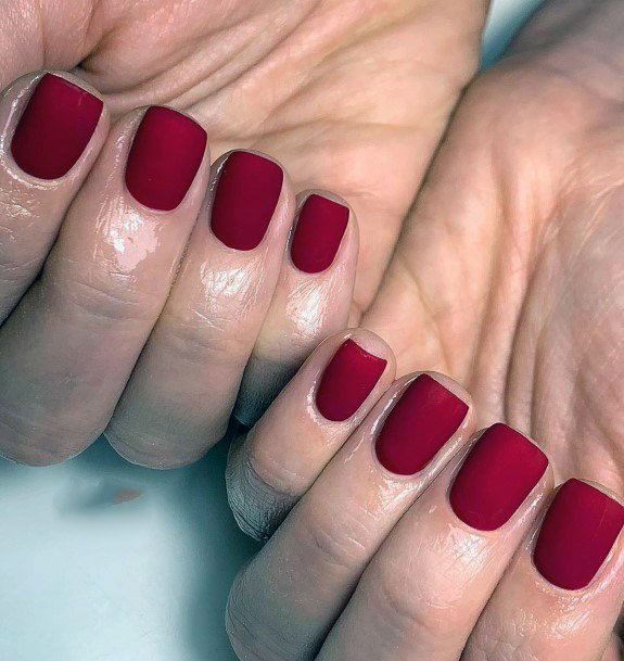 Vermilion Matte Red Nails Women