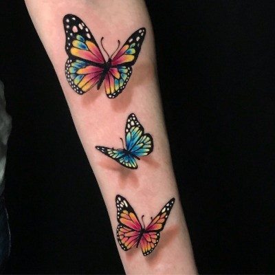 Very Real Butterfly Tattoo Womens Arms