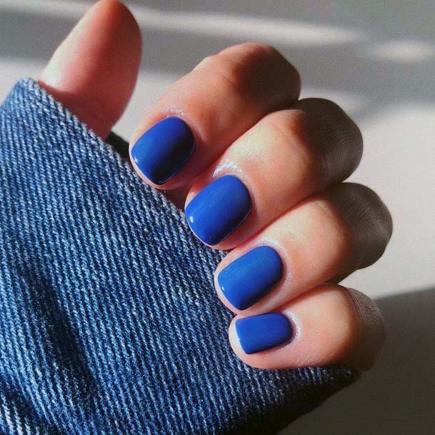 Very Short Bright Blue Nails For Women