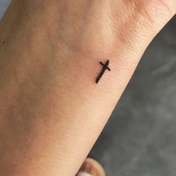 Very Tiny Cross Tattoo Women