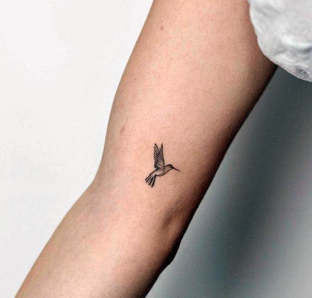 Very Tiny Hummingbird Tattoo For Women Arms