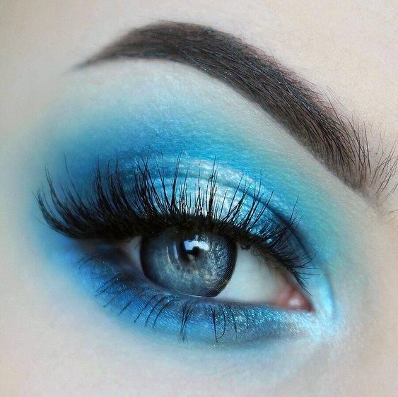 Vibrant Blue And Silver Eyeshadow Women